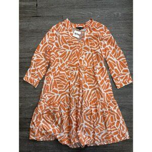 Rachel Zoe Orange/White Patterned 3/4 Sleeve Tiered Mini Dress Size XSmall NWT
